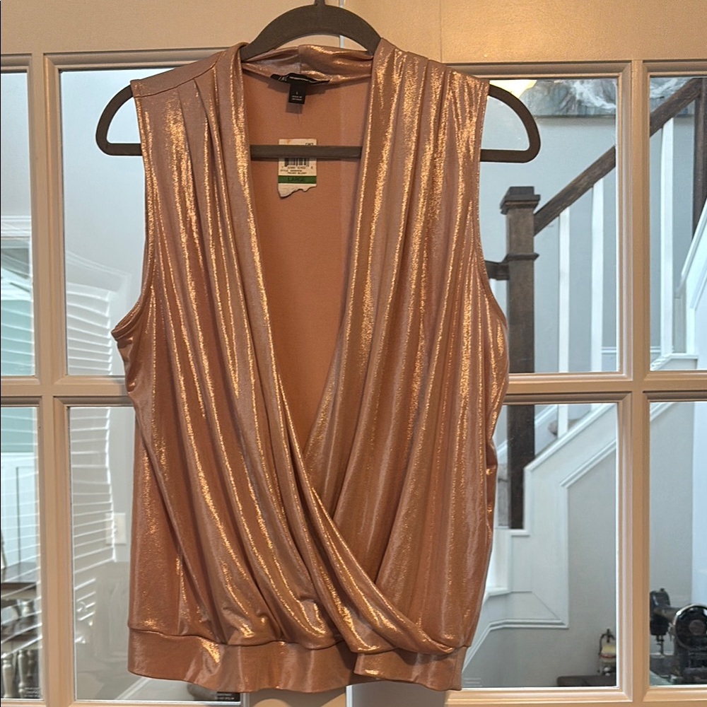 INC International Concepts Gold Wrap Blouse